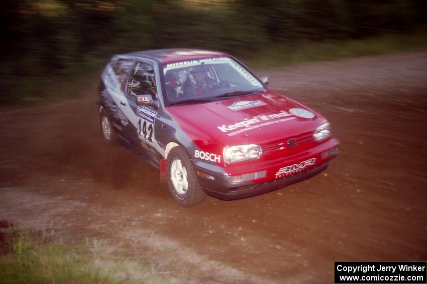 Jon Nichols / Mike Koch VW Golf at a hairpin on SS4, Grafton II.