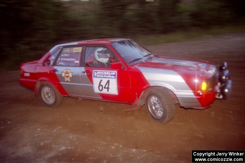 Sylvester Stepniewski / Adam Pelc Audi 4000 Quattro at a hairpin on SS4, Grafton II.