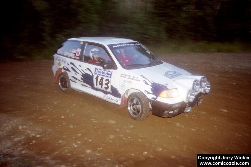 Ilana Rosenshein / Jennifer Cote Suzuki Swift GTi at a hairpin on SS4, Grafton II.