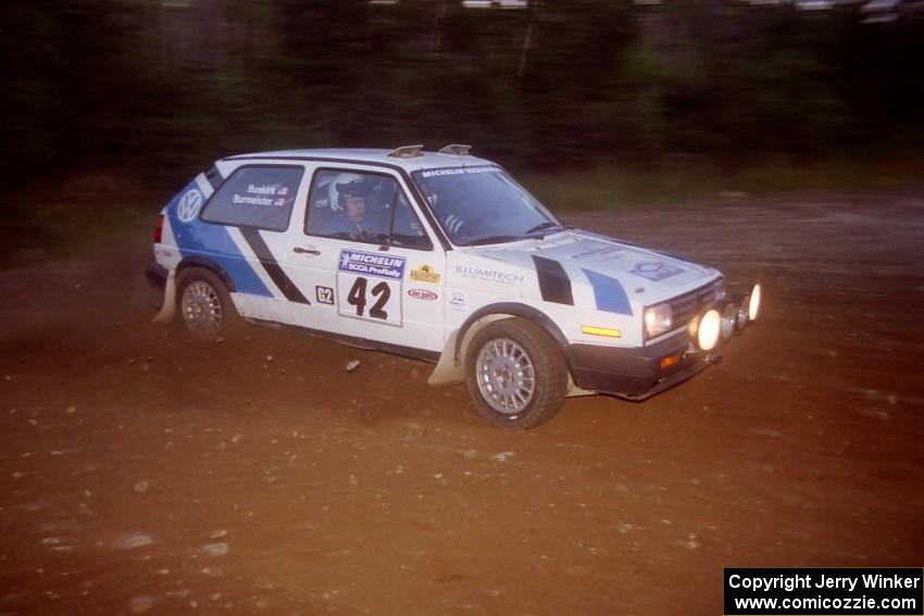 Eric Burmeister / Mark Buskirk VW GTI at a hairpin on SS4, Grafton II.