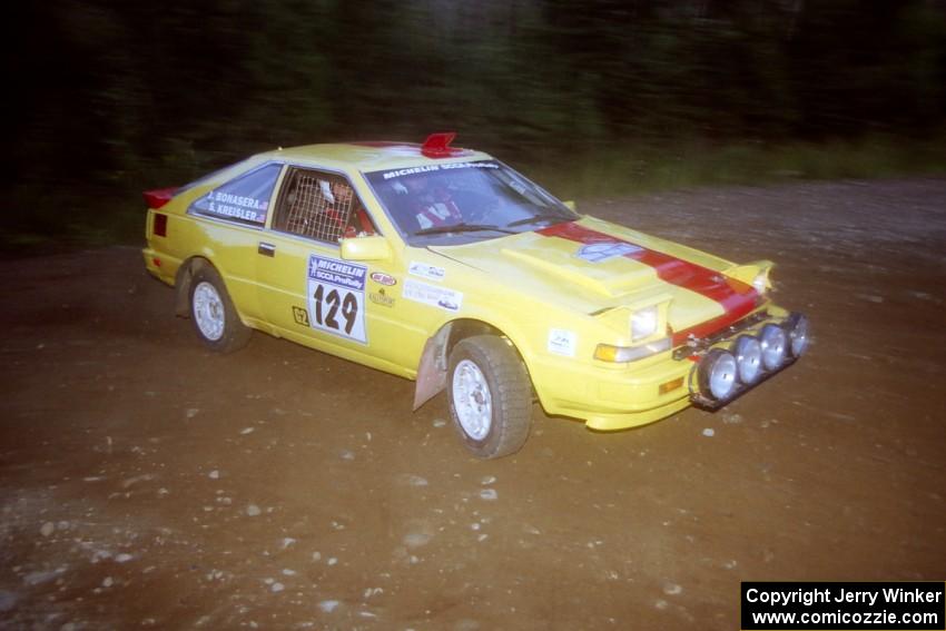 Scott Kreisler / John Bonasera Nissan 200SX at a hairpin on SS4, Grafton II.