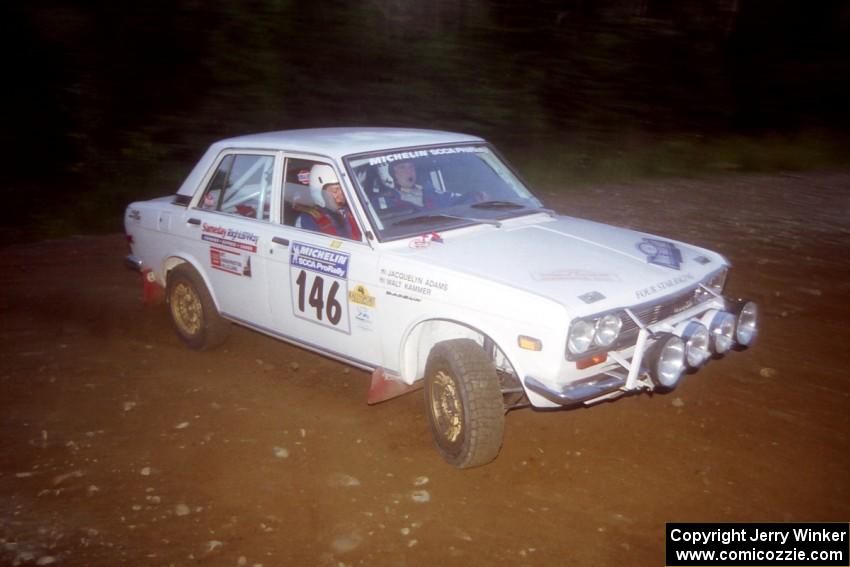 Walt Kammer / Jackie Adams Datsun 510 at a hairpin on SS4, Grafton II.