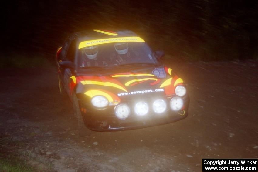 Evan Moen / Tom Young  Plymouth Neon ACR at a hairpin on SS4, Grafton II.