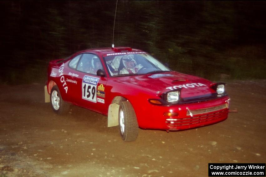 Michael Zamikhovsky / Ron Norton Toyota Celica GT-4 at a hairpin on SS4, Grafton II.