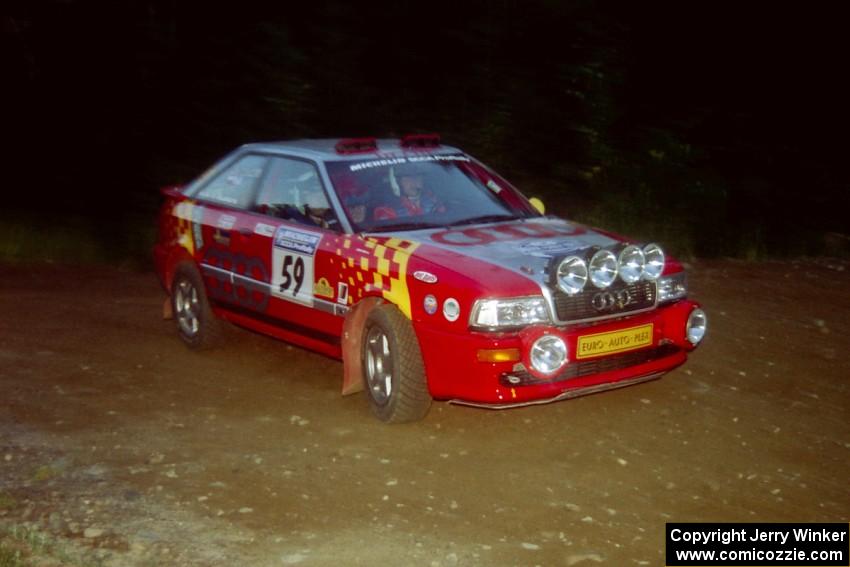 John Rek / Constantine Mantopoulos Audi S2 Quattro at a hairpin on SS4, Grafton II.