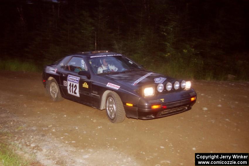 Jens Larsen / Roger Sanderson Mazda RX-7 at a hairpin on SS4, Grafton II.