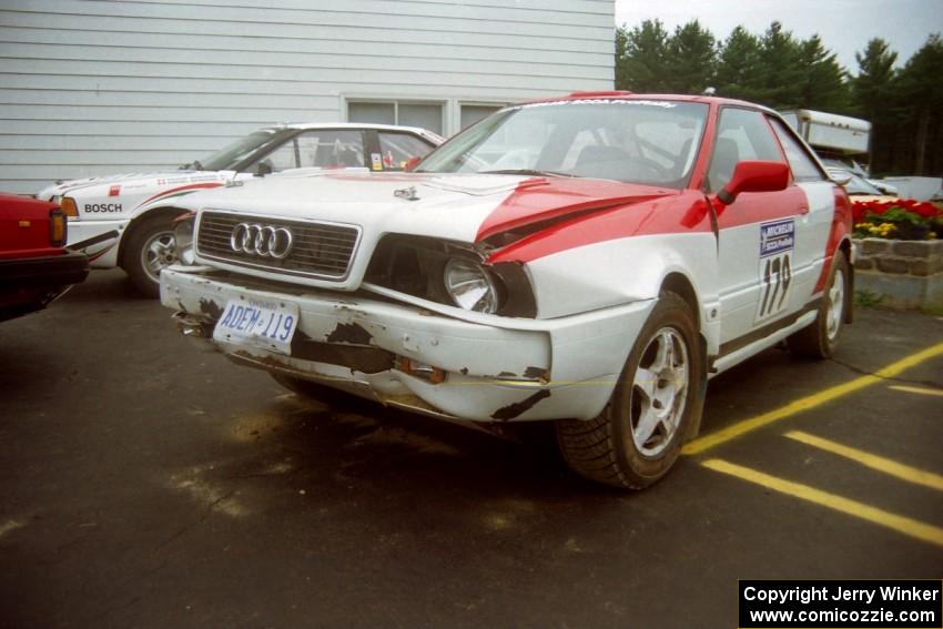 Demetrios Andreou / John Bellefleur Audi 90 Coupe Quattro sustained heavy damage after crashing after the finish of SS2.