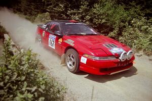 David Green / Mike Wilkerson Eagle Talon Tsi at speed over a bridge on SS5, Magalloway North.