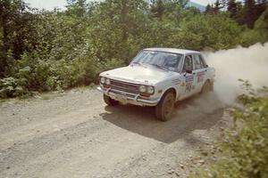 Walt Kammer / Jackie Adams Datsun 510 at speed on SS8, Parmachenee Long.