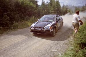 Nick Robinson / Carl Lindquist Honda Civic at speed on SS8, Parmachenee Long.