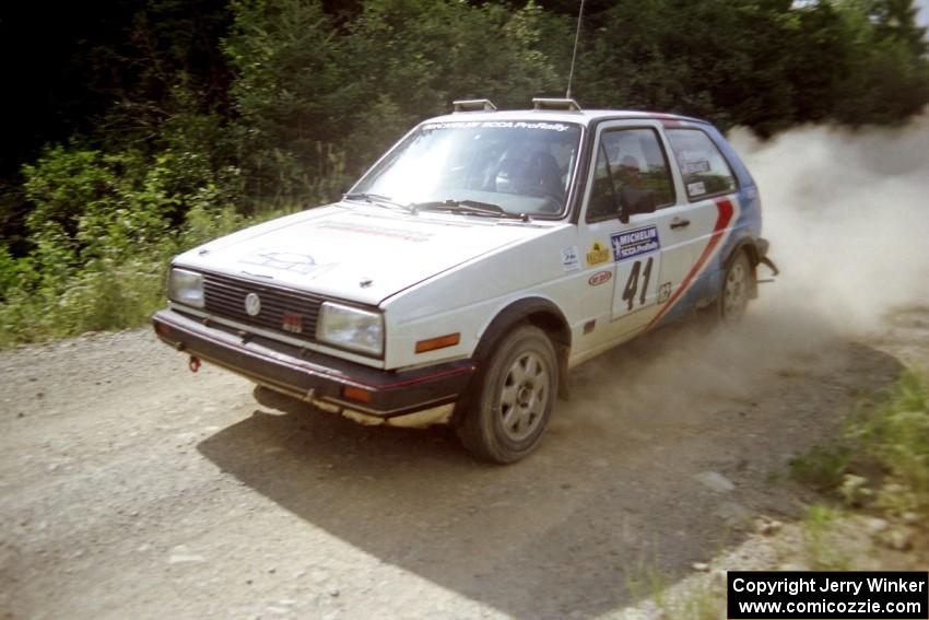 Art Burmeister / Jimmy Brandt VW GTI at speed on SS8, Parmachenee Long.