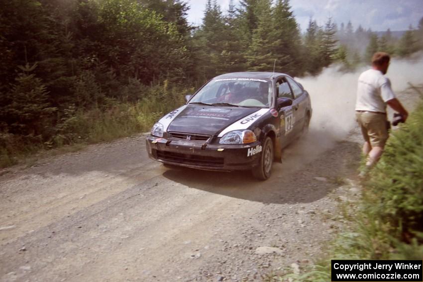 Nick Robinson / Carl Lindquist Honda Civic at speed on SS8, Parmachenee Long.