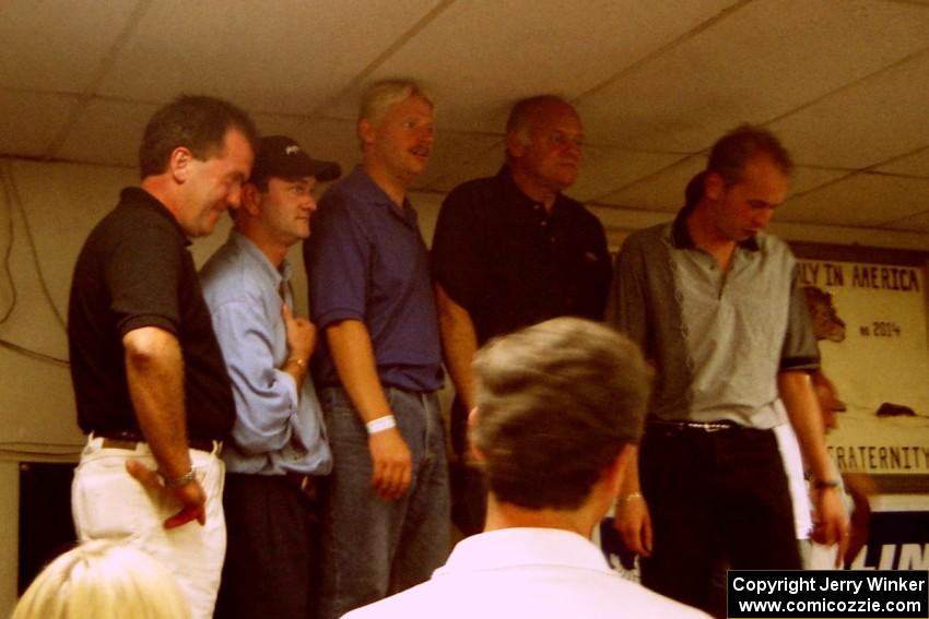 Podium (L to R): Charles Bradley, Noel Lawler, Lance Smith, Stig Blomqvist, Dan Sprongl (hidden) and Frank Sprongl