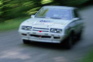 Lesley Suddard / Marc Goldfarb Dodge Shelby Charger at speed on the practice stage.