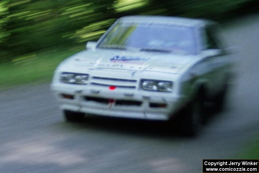 Lesley Suddard / Marc Goldfarb Dodge Shelby Charger at speed on the practice stage.