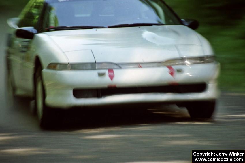 Chris Czyzio / Eric Carlson Mitsubishi Eclipse GSX at speed on the practice stage.