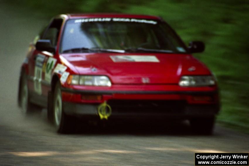 Charles Sherrill / Mark Rea Honda CRX Si at speed on the practice stage.