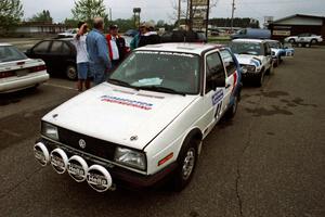 The VW GTI's of (41) Art Burmeister / Lea Hoffa and (42) Eric Burmeister / Mark Buskirk go through the tech line.