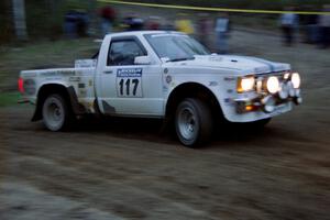 The Ken Stewart / Dave Fuss Chevy S-10 drifts through the spectator location at the crossroads.