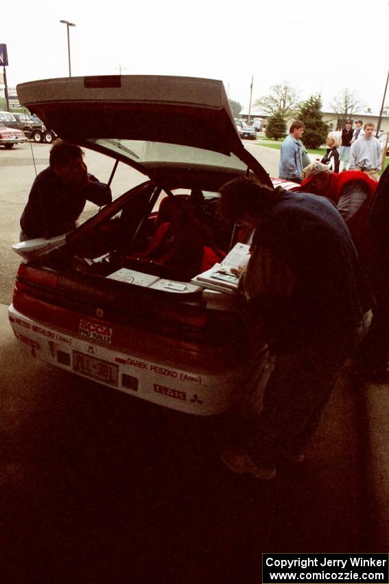 The Wiktor Biegalski / Dariusz Peszko Mitsubishi Eclipse goes through the tech line.