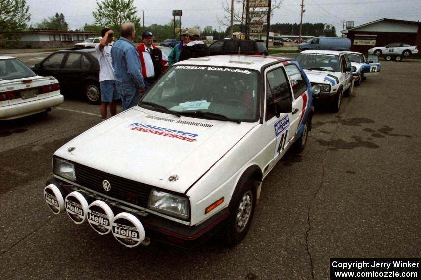 The VW GTI's of (41) Art Burmeister / Lea Hoffa and (42) Eric Burmeister / Mark Buskirk go through the tech line.