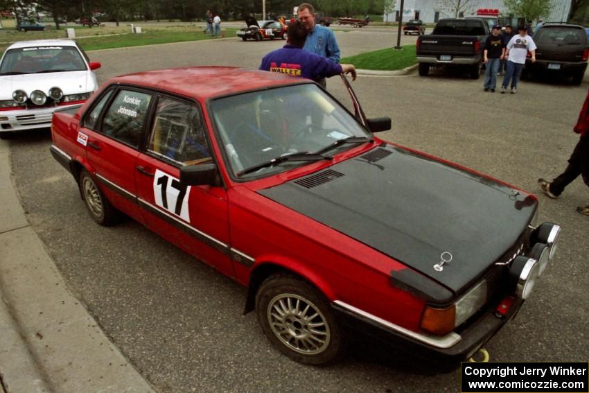 The Norm Johnson / Jim Konkler Audi 4000 Quattro before the start of the rally.