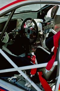Shot of cage design and interior of the Ford Focus WRC.
