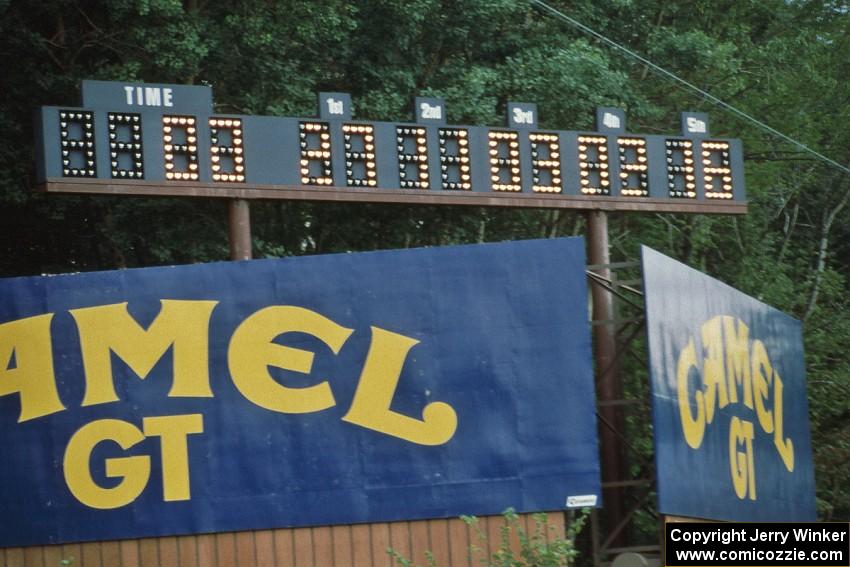 The grid on the scoreboard at turn 5 before the race