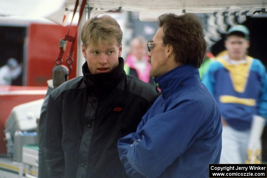 Tommy Kendall chats after the race