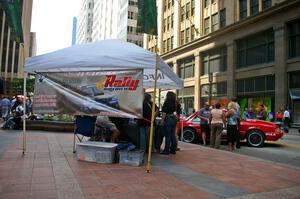 The Mark Utecht / Rob Bohn Ford Mustang and the Rally-America store tent on the Nicollet Mall (2)