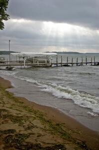 Skies were mostly cloudy with blustery winds on Lake Bemidji the morning before the event.