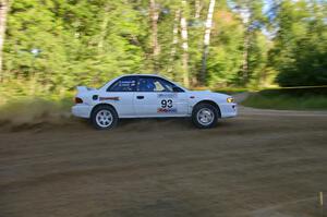 The Bob Olson / Conrad Ketelsen Subaru Impreza 2.5 RS goes wide at a 90-right after a long straight on SS2.