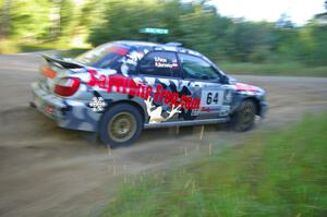 Robert Borowicz / Dave Parps accelerate through a fast right-hander on SS2 in their Subaru WRX.
