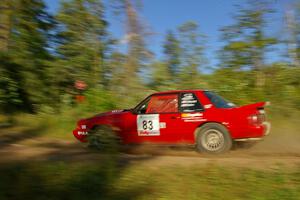 Mark Utecht / Rob Bohn set up their Ford Mustang for a hard-right on SS3.