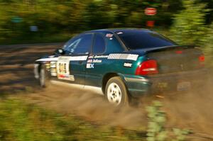 Chris Greenhouse / Don DeRose prepare for a hard-right on SS3 in their Plymouth Neon.