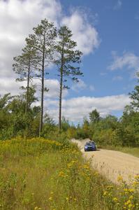 Slawomir Balda / Janusz Topor at speed on SS10 in their Subaru WRX STi.