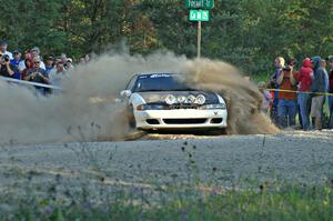 Adam Markut / Chris Gordon throw a blanket of gravel over their Eagle Talon at the SS13 spectator point.