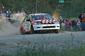 Jan Zedril / Jody Zedril come onto the county road on SS13 in their Mitsubishi Lancer ES.