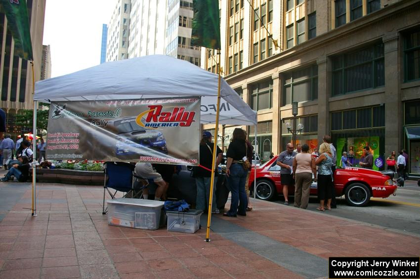 The Mark Utecht / Rob Bohn Ford Mustang and the Rally-America store tent on the Nicollet Mall (2)
