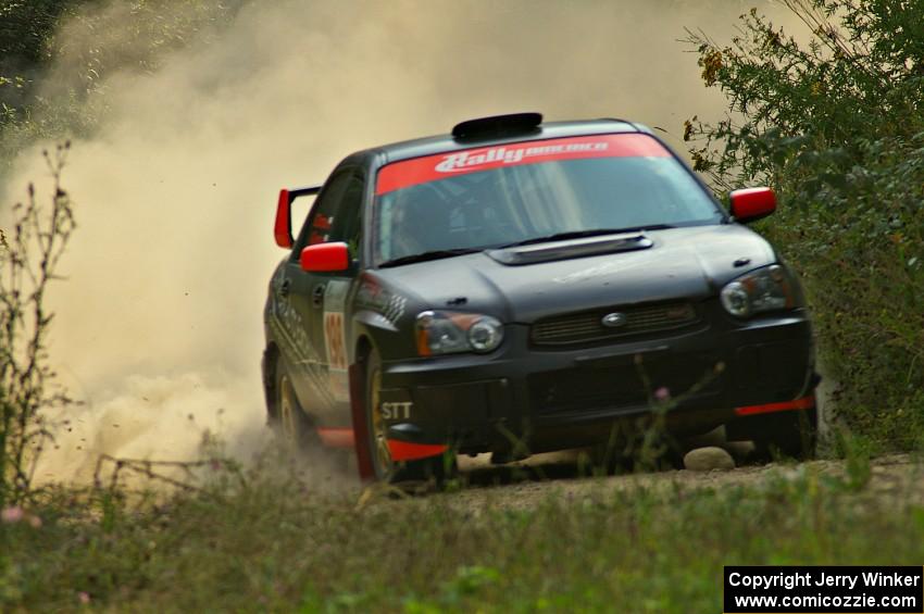 The Arkadiusz Gruszka / Grzegorz Dorman Subaru WRX STi on the practice stage.