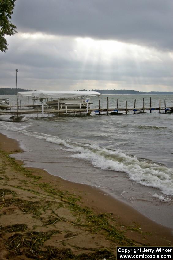 Skies were mostly cloudy with blustery winds on Lake Bemidji the morning before the event.