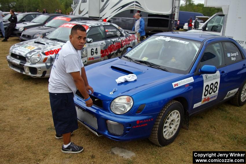 The George Georgakopoulos / Faruq Mays Subaru WRX at parc expose at the speedway.