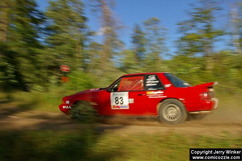 Mark Utecht / Rob Bohn set up their Ford Mustang for a hard-right on SS3.