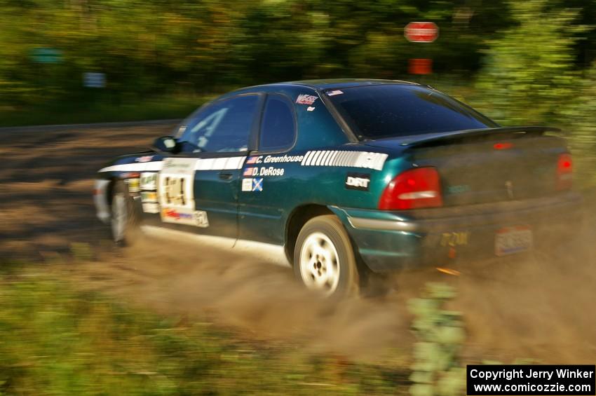 Chris Greenhouse / Don DeRose prepare for a hard-right on SS3 in their Plymouth Neon.