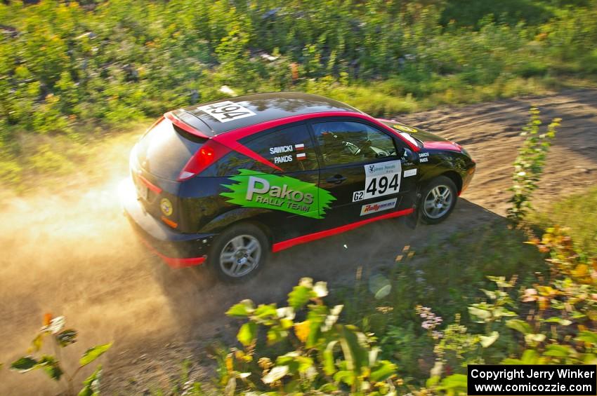 The Roman Pakos / Maciej Sawicki Ford Focus SVT prepares for a hard-right on SS3.