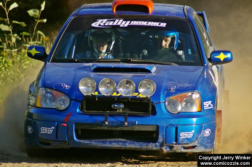 Slawomir Balda / Janusz Topor blast down a straight on SS3 in their Subaru WRX STi.