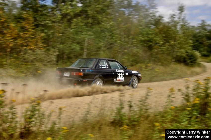 Ben Hanka / Greg Hanka at speed on SS10 in their Nissan Sentra SE-R.