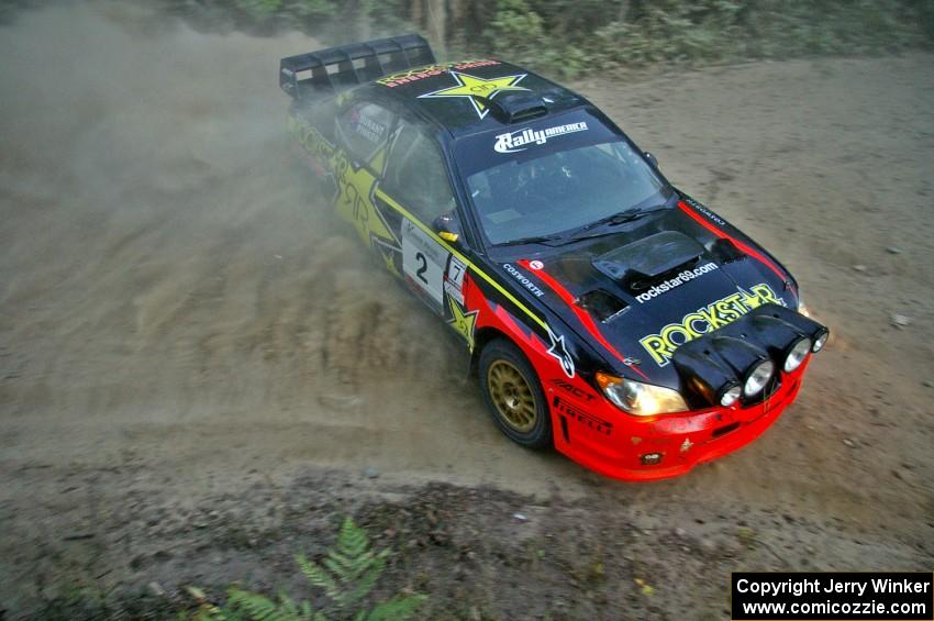 Andy Pinker / Robbie Durant drift beautifully through a right-hander on SS15 in their Subaru WRX STi.