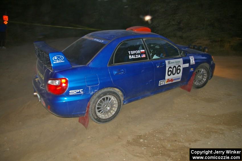 The Slawomir Balda / Janusz Topor Subaru WRX takes a conservative approach to the final stage of the day, SS15.