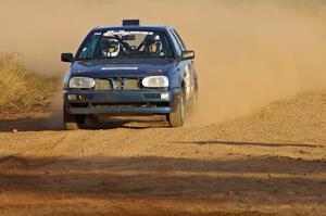 Paul Koll / Carl Seidel set their VW Golf up for a left-hander on the practice stage.